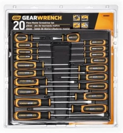 20 Pc. Phillips/Slotted/Torx Dual Material Screwdriver Set - 80066H