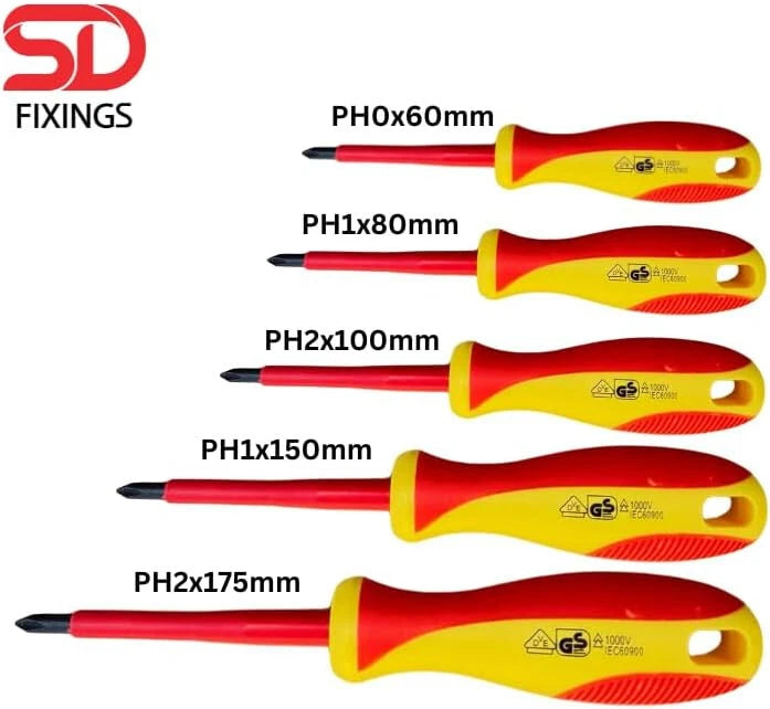 SET 10pcs Phillips&Slotted Magnetic Tip Precision VDE Test Insulated Screwdriver