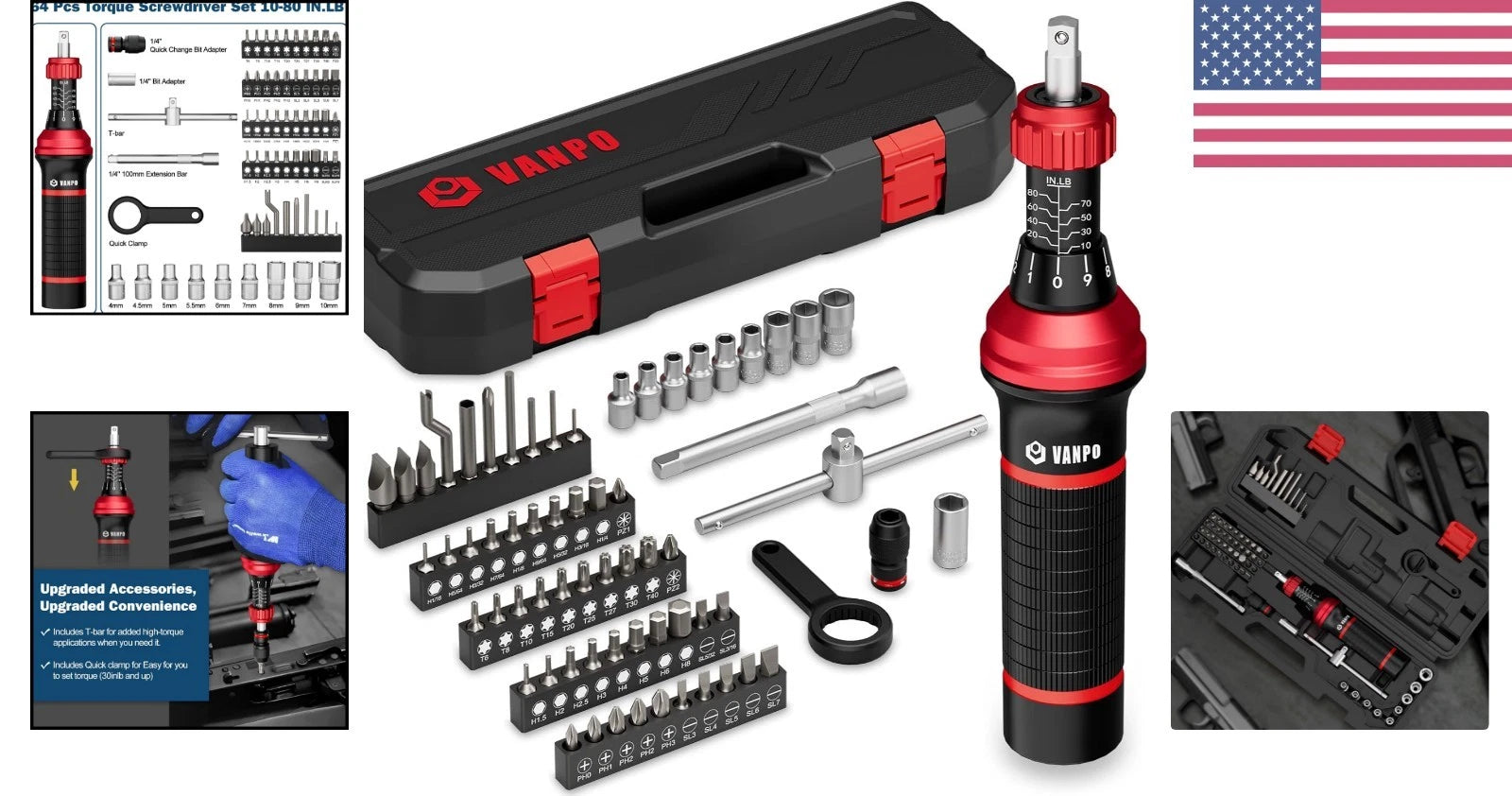 64-Piece Precision Torque Screwdriver Set 10-80 in-lb for Electronics & DIY