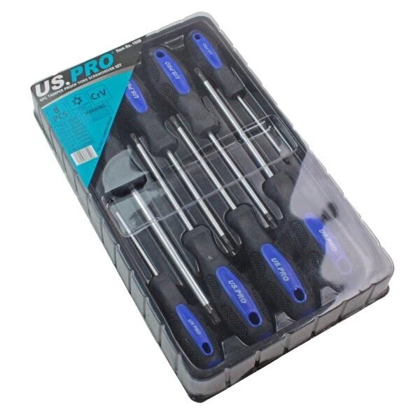 US PRO 8pc Tamper Proof Torx Screwdriver Set 1608