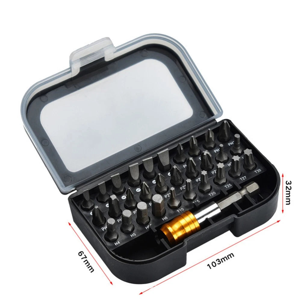 31pcs Screwdriver Bit Sets Vanadium Steel Assortment Set Square Screw Bits