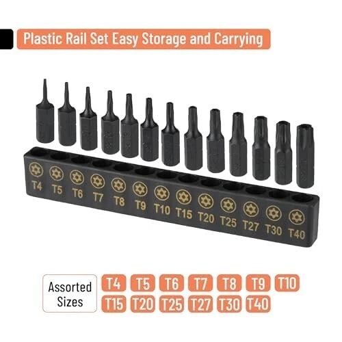 14pc Torx Bit Set Tamper Proof Security Torq T4/T5/T6/T7/T8/T9- T40 Screwdriver