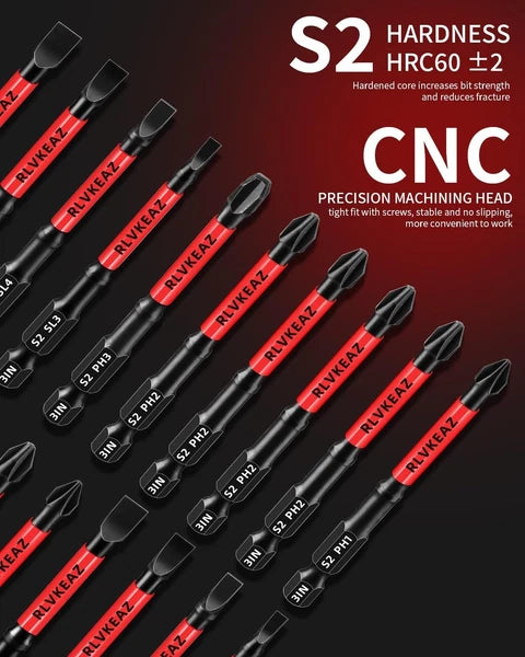 10-PCS 3" Long Magnetic Screwdriver Bits Set: Phillips Bits #1/#2/#3 & Slotted