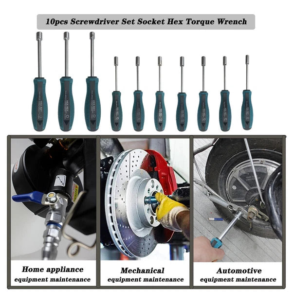 10pcs Screwdriver Set Socket Hex Torque Wrench Multitool Hex 3-9MM Repair Tools