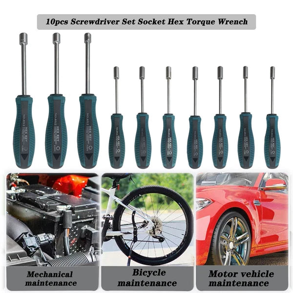 10pcs Screwdriver Set Socket Hex Torque Wrench Multitool Hex 3-9MM Repair Tools