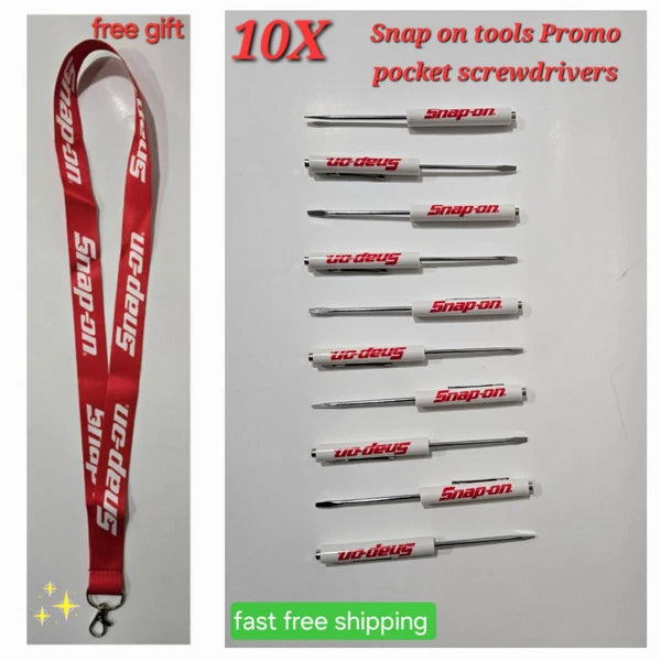 10X white Snap on tools PROMO pocket screwdrivers magnet end + Free Gift Lanyard