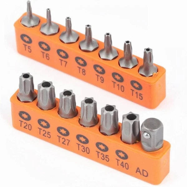 14PC Security Bit Tamper Proof Torx Screwdriver Star Hex Holder Tool T5 - T40-