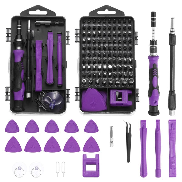 123 in 1 Magnetic Precision Screwdriver Set Electronics Repair Tools Kit, Purple