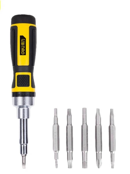 6 in 1 Slotted Ratchet Screwdriver Magnetic Bits Screw Driver Dual Purpose Tools