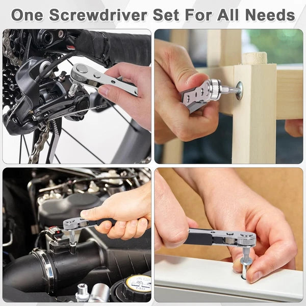 10-In-1 Angled Ratchet Screwdriver Set,90 Degree Right Angle, Black