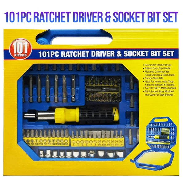101 Pcs Pro Screwdriver Socket Set Metric Bit Driver Set Ratchet Torx Hex Wrench