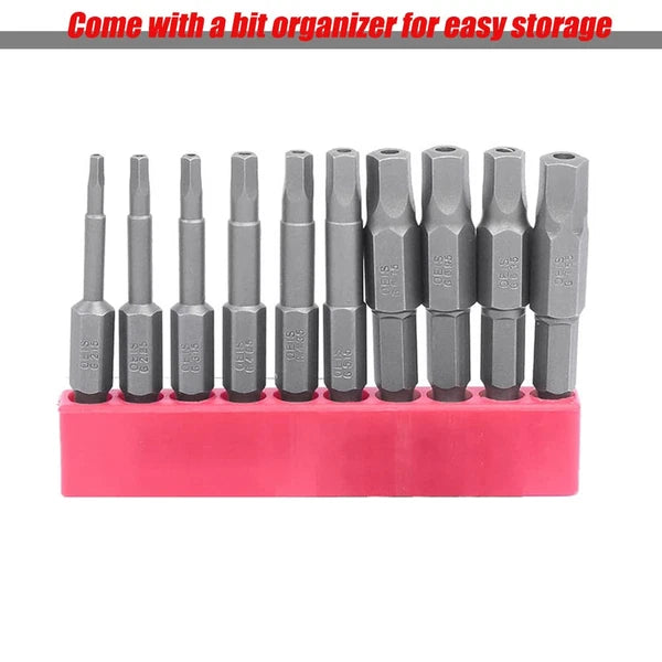 10-Piece Magnetic Pentagon Head Screwdriver Bit Set Metric Sizes 1/4 Inch Hex...