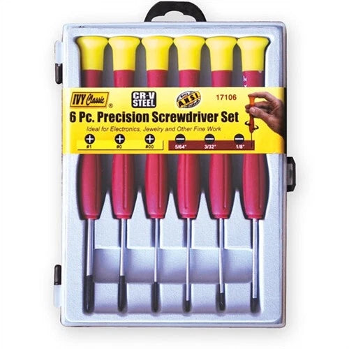 Ivy Classic, 17106, 6 Piece Precision Screwdriver Set, Comfort Grip Handle