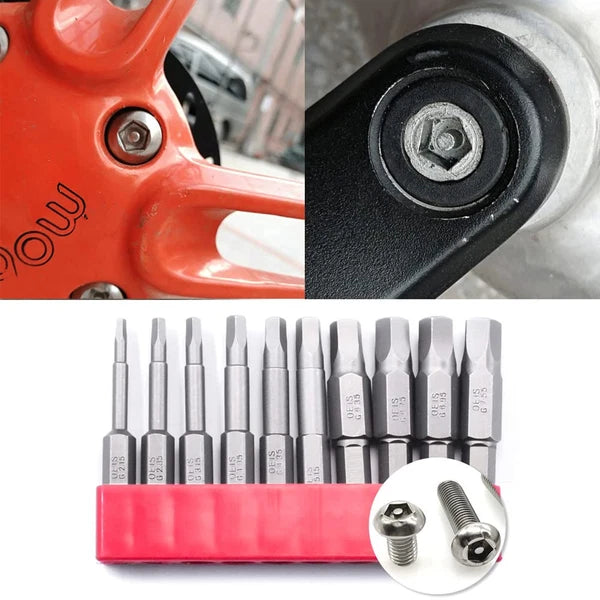 10-Piece Magnetic Pentagon Head Screwdriver Bit Set Metric Sizes 1/4 Inch Hex...