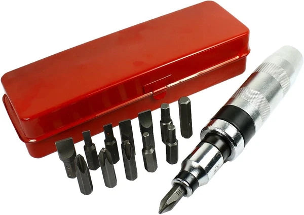 14 Pc 1/2" Heavy Duty Impact Screwdriver Driver Set SAE Reversible w/ Metal Case