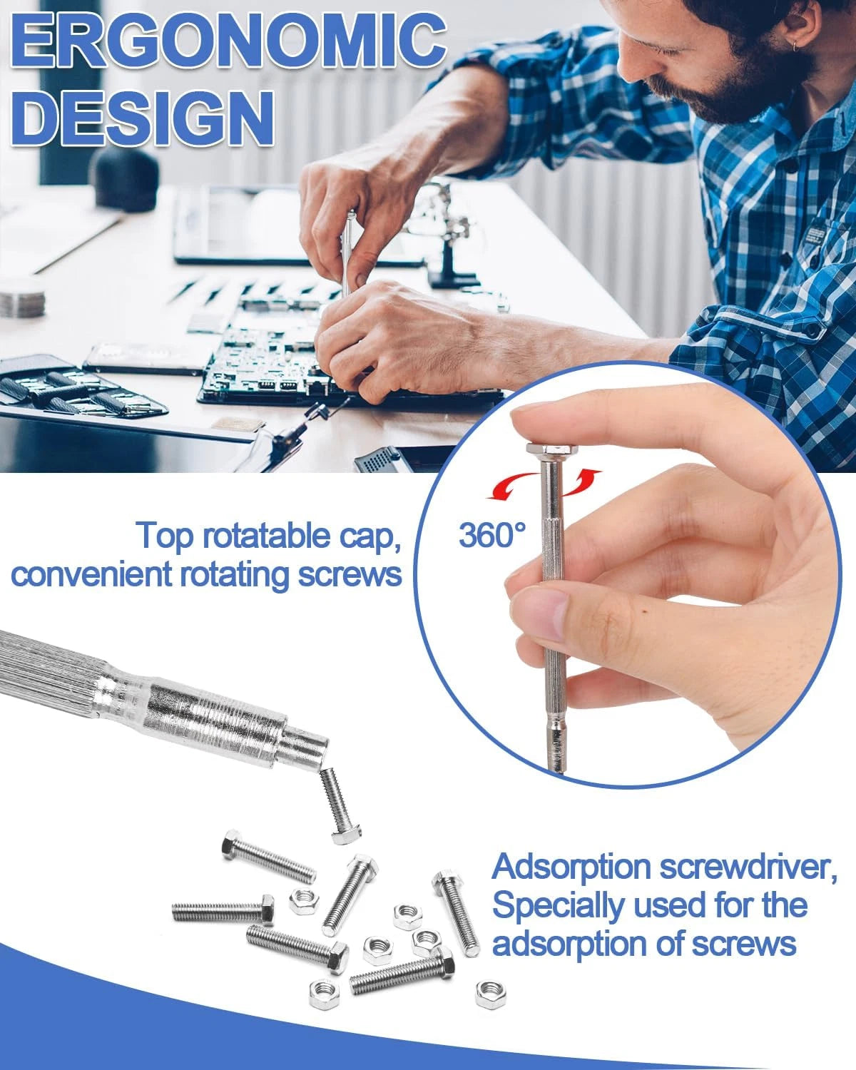 11Pcs Small Screwdriver Set with Hard Case, Tiny Mini Screw Driver Kit with 11 D