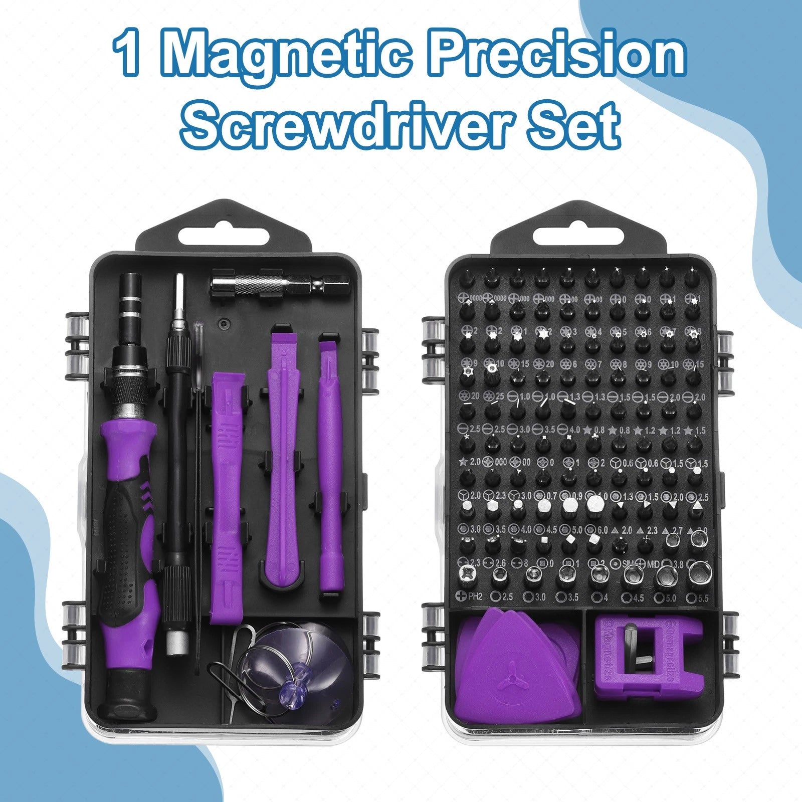 123 in 1 Magnetic Precision Screwdriver Set Electronics Repair Tools Kit, Purple