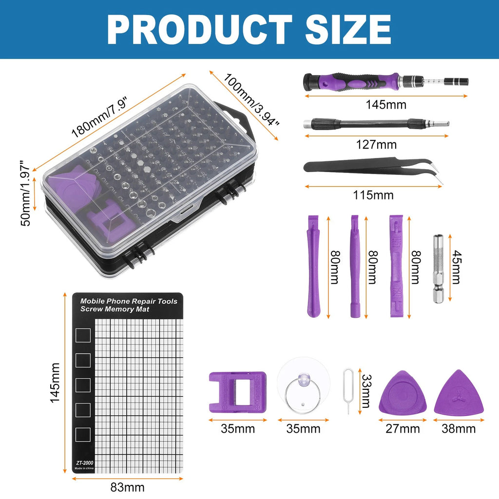 123 in 1 Magnetic Precision Screwdriver Set Electronics Repair Tools Kit, Purple