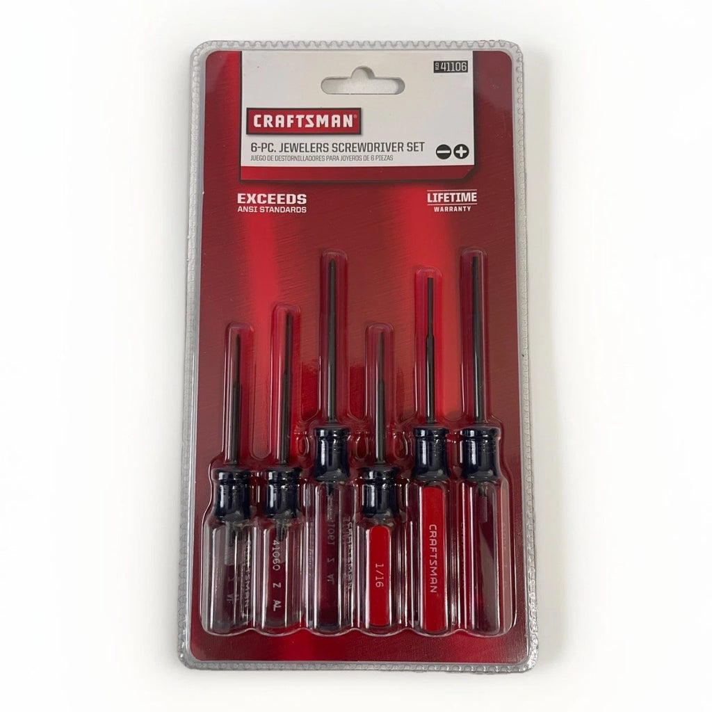 NEW CRAFTSMAN 6 PC JEWELERS PRECISION SCREWDRIVER SET 9-41106 Phillips and Flat
