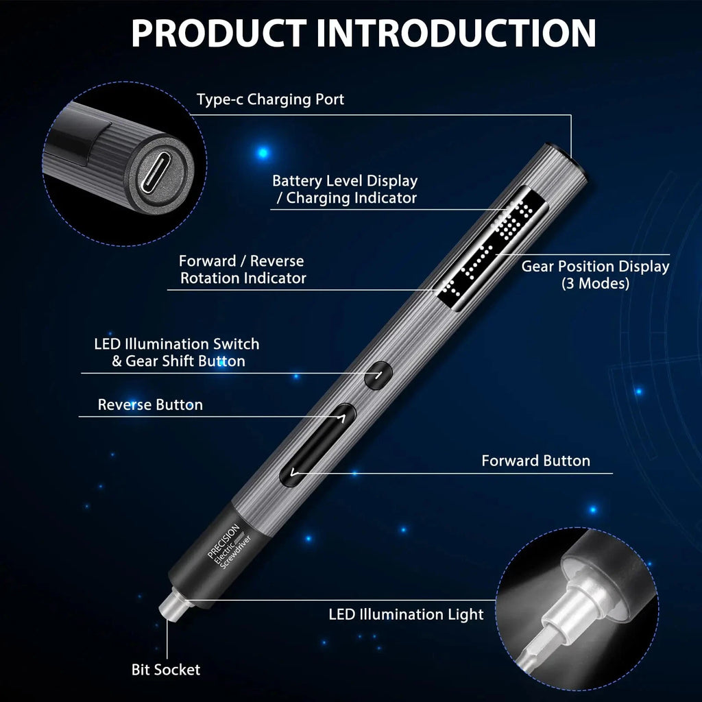 Precision Electric Screwdriver Set 59 in 1 Repair Tool Kit with 54 Magnetic Bits