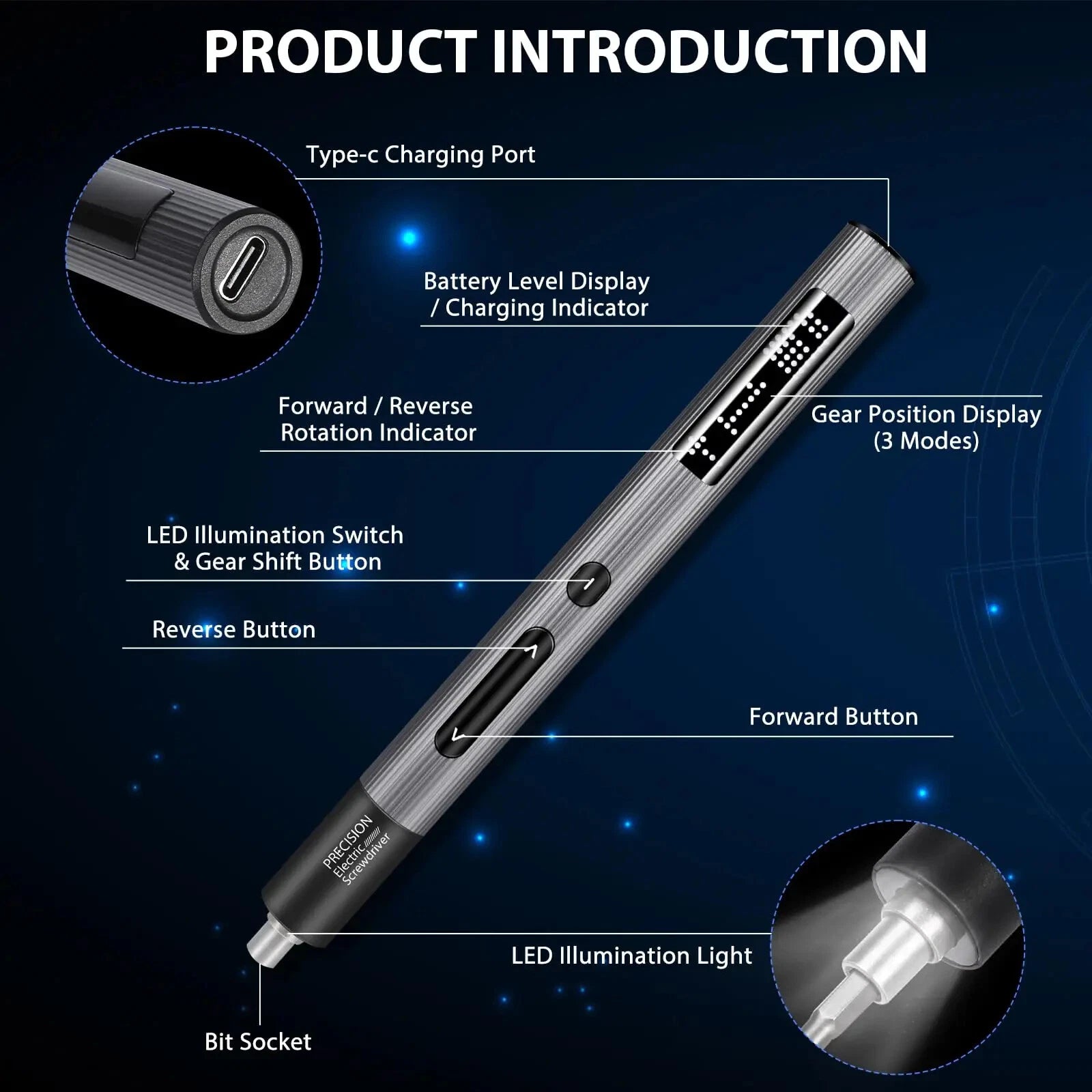 Precision Electric Screwdriver Set 59 in 1 Repair Tool Kit with 54 Magnetic Bits