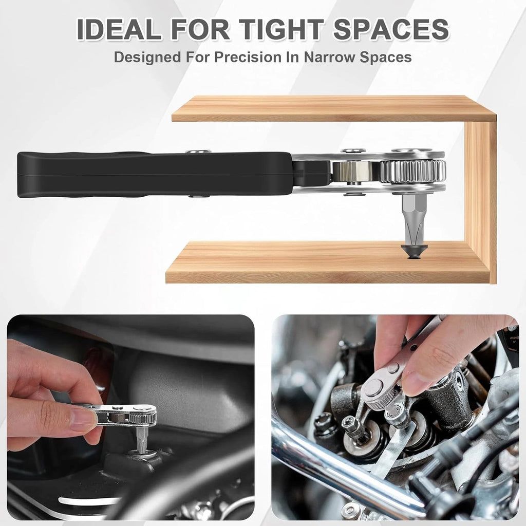 10-In-1 Angled Ratchet Screwdriver Set，90 Degree Right Angle, Black