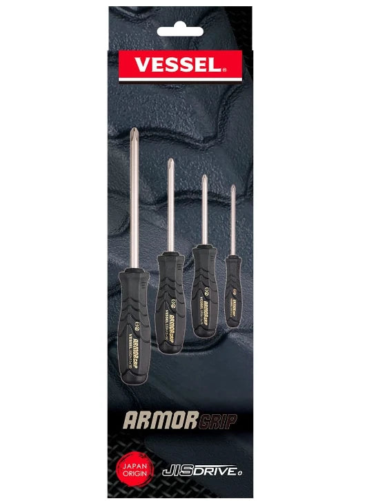 VESSEL - ARMOR GRIP™ Screwdriver Cross Point 4PC. Set (JISDRIVE) No.550APH4PBU