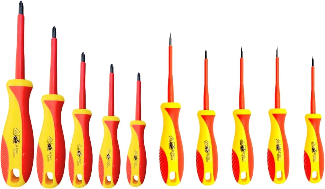 SET 10pcs Phillips&Slotted Magnetic Tip Precision VDE Test Insulated Screwdriver