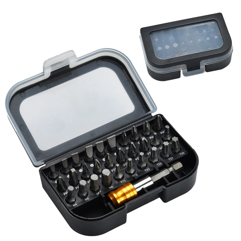 31pcs Screwdriver Bit Sets Vanadium Steel Assortment Set Square Screw Bits