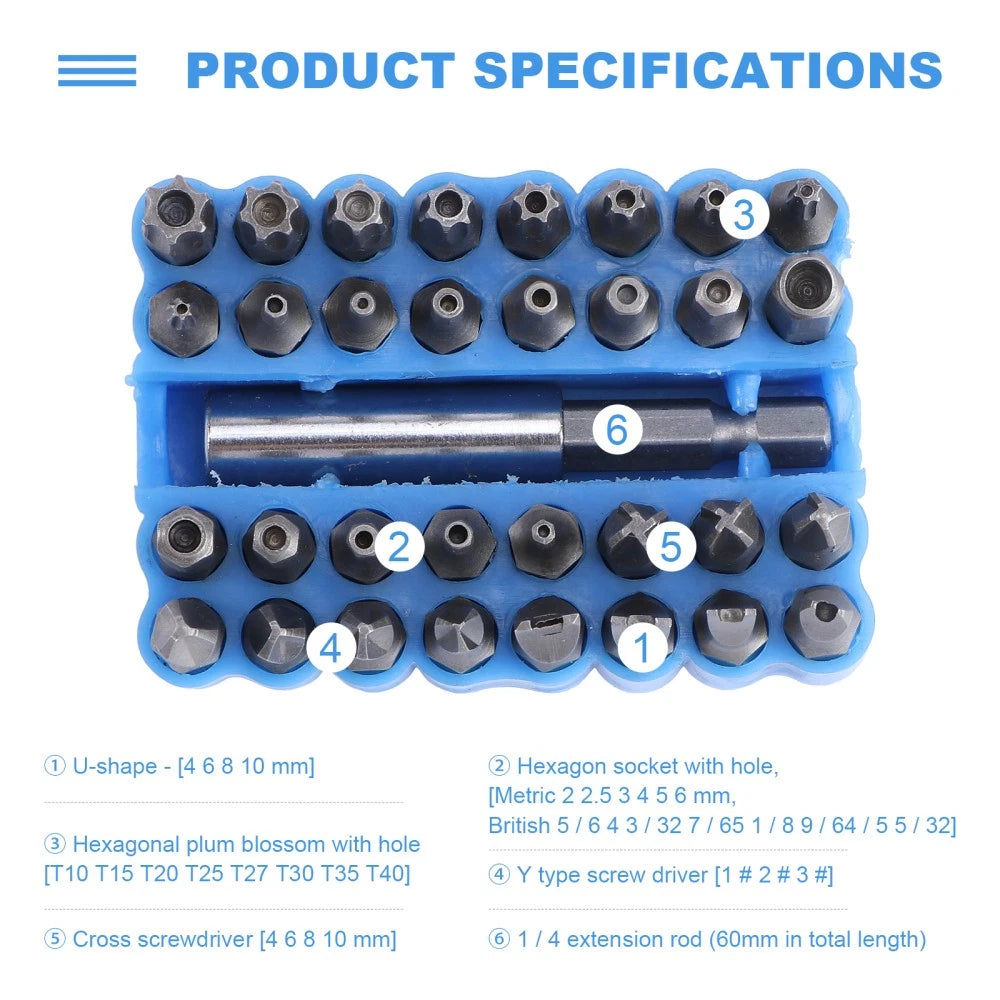Pcs Security Bit Set Tamper Proof Star Screwdriver with Bit Holder