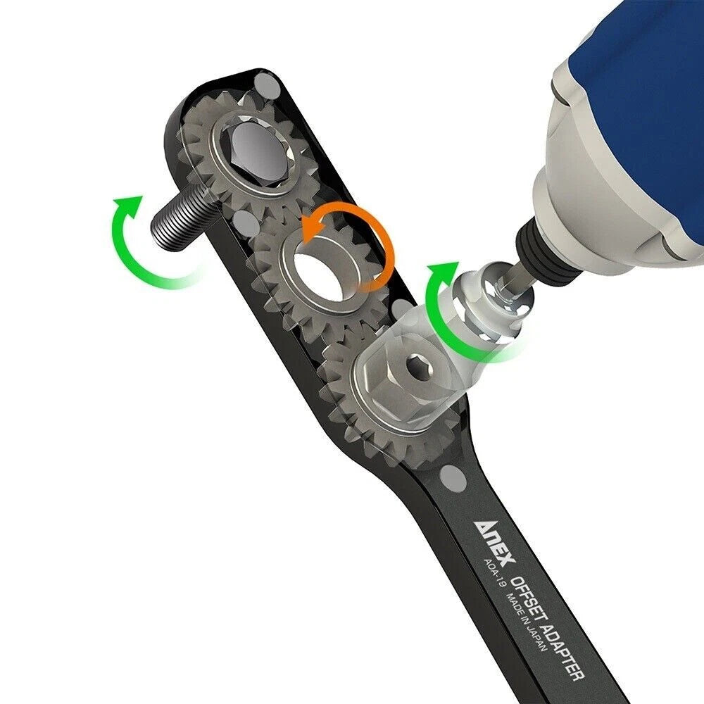 ANEX Offset Adapter Set 19mm Socket (H10~H24)  Ratchet Wrench AOA-19S3