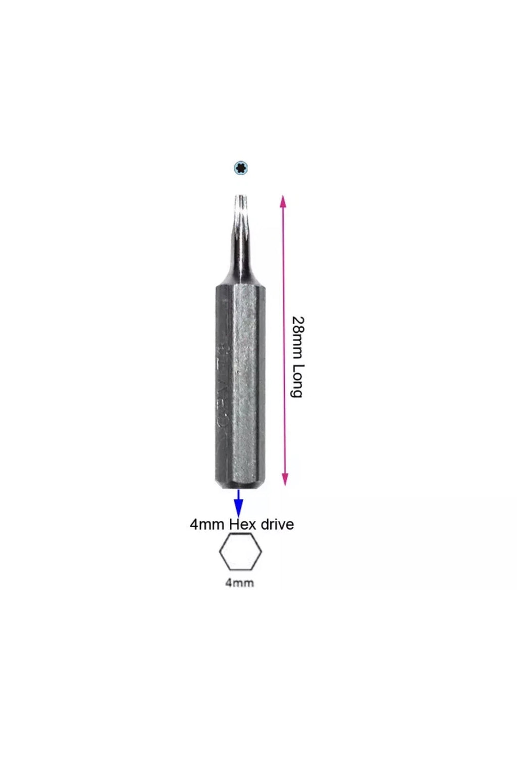 6X Torx screwdriver Bit Set T1, T2, T3, T4, T5, TR6 (T6 Security) repair 4mm Hex
