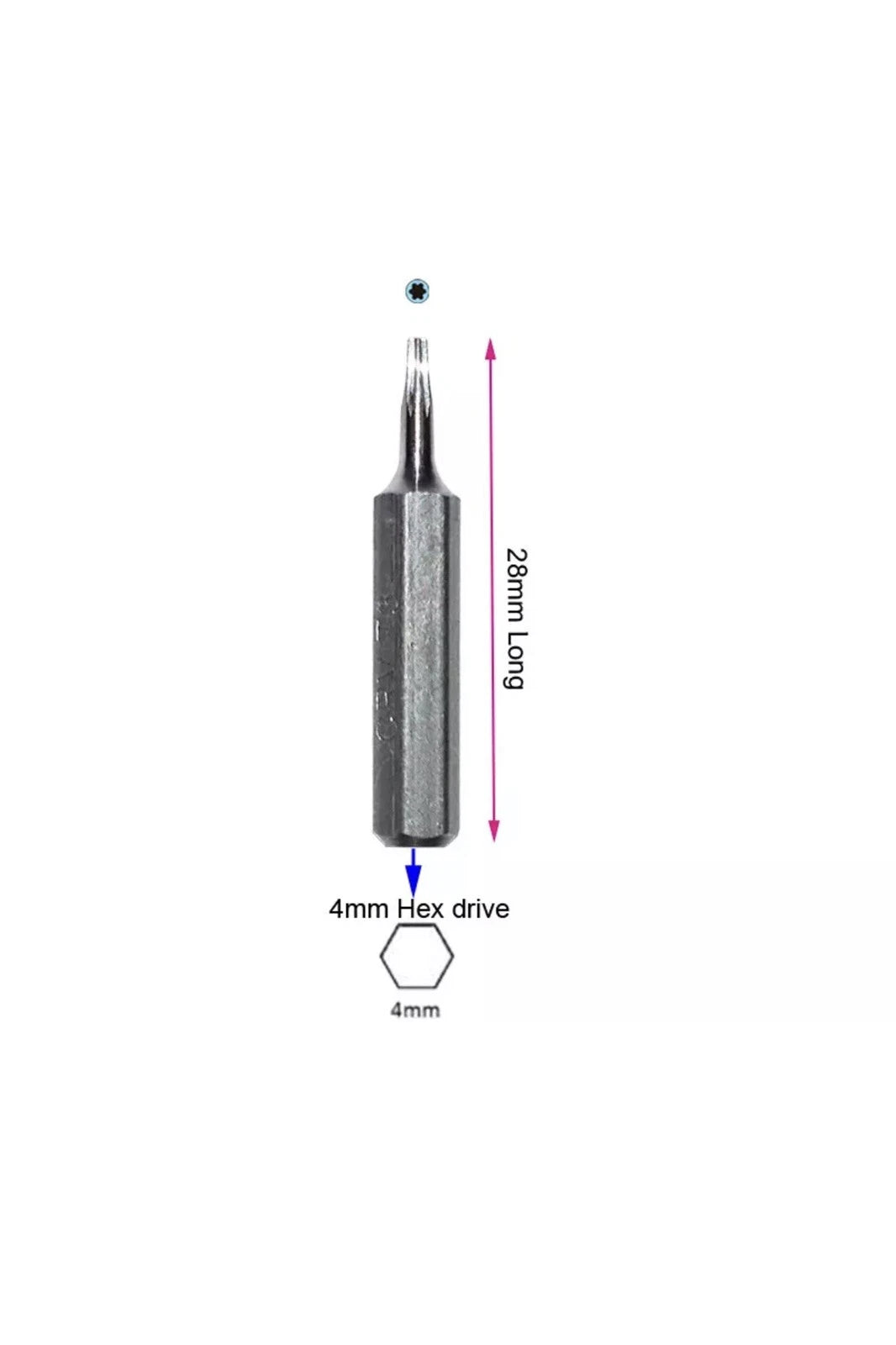 6X Torx screwdriver Bit Set T1, T2, T3, T4, T5, TR6 (T6 Security) repair 4mm Hex