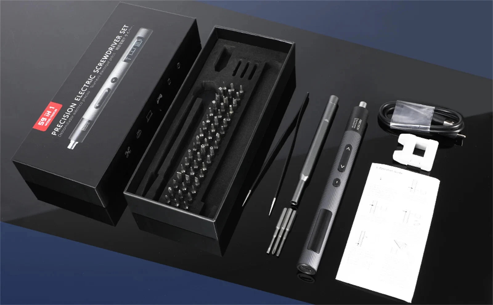 Precision Electric Screwdriver Set 59 in 1 Repair Tool Kit with 54 Magnetic Bits