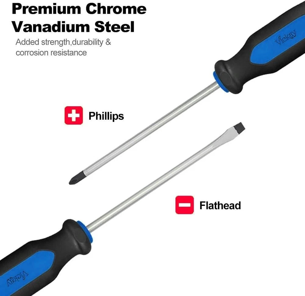 Magnetic Screwdrivers Set, 6 Pieces Slotted & Phillips Screwdriver with Blue