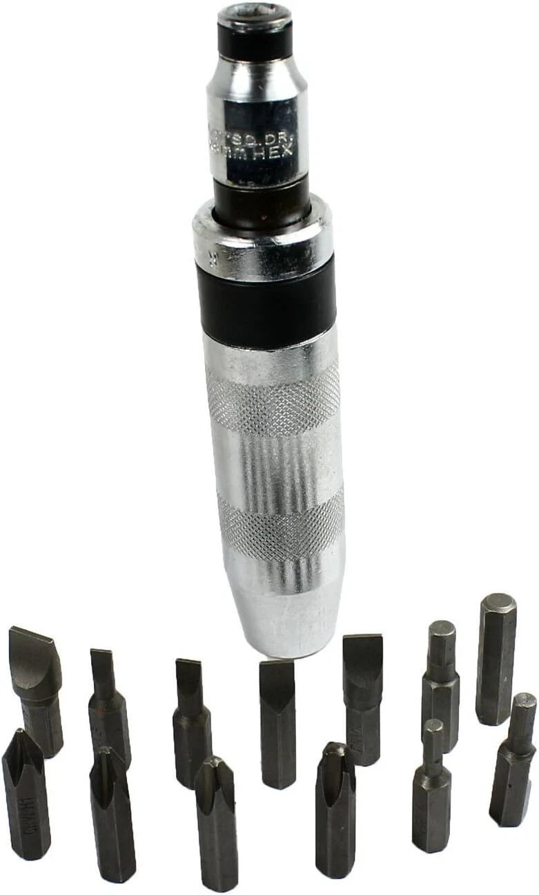 14 Pc 1/2" Heavy Duty Impact Screwdriver Driver Set SAE Reversible w/ Metal Case