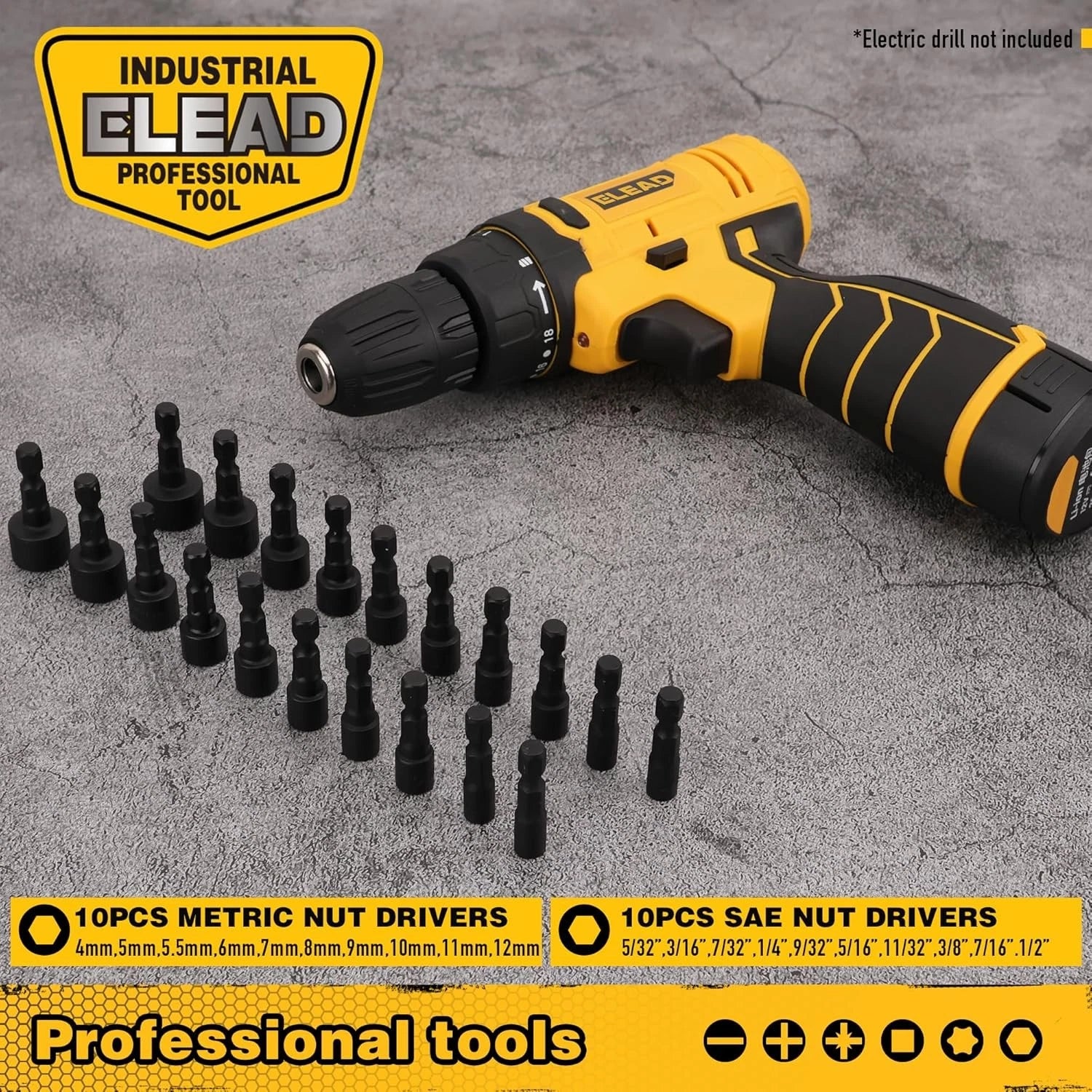 Magnetic Screwdriver Set with Case: 86-Piece Slotted Phillips, Yellow+black