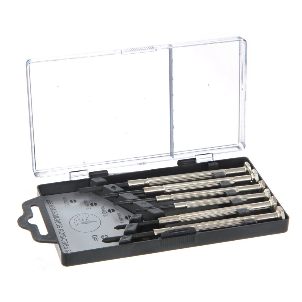 Hyper Tough 6 Piece Precision Philips and Slotted Screwdriver Set TS80037R, Stee