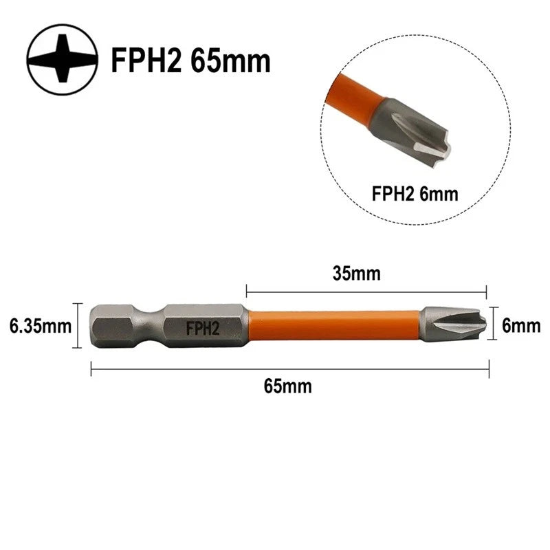 Super Strong Magnetic Special Slotted Cross Screwdriver Bit For Electrician FPH2