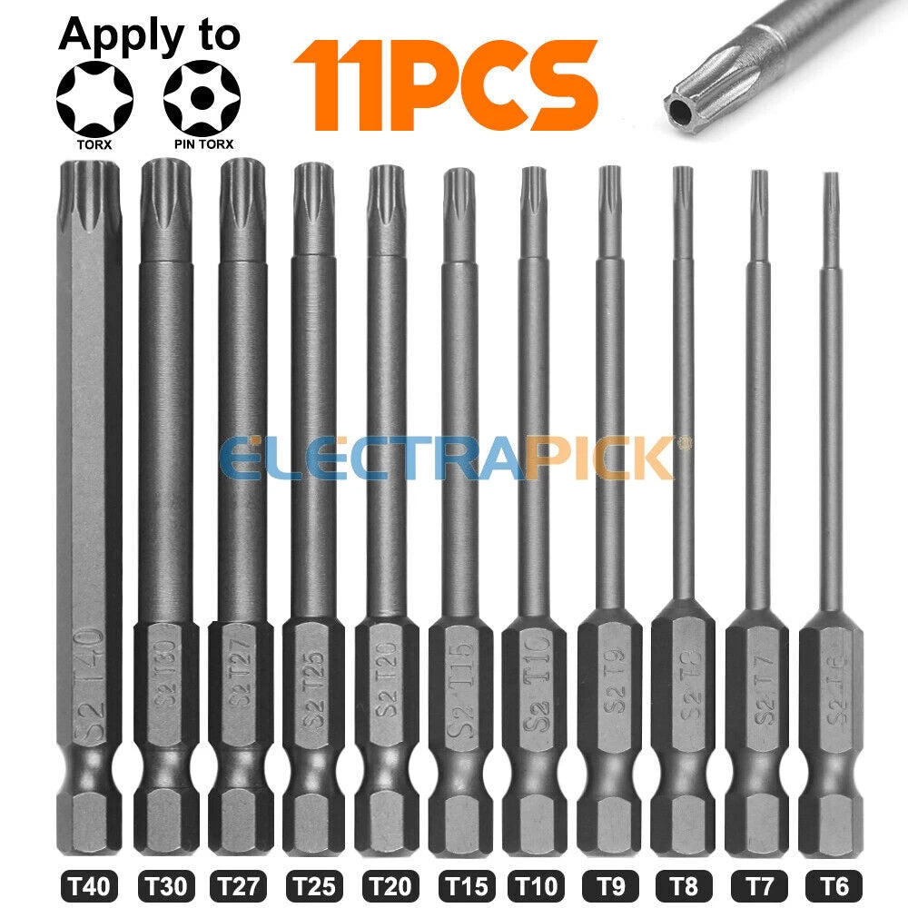 11PC Torx Bit Set Quick Change Connect Impact Driver Drill Security Tamper Proof