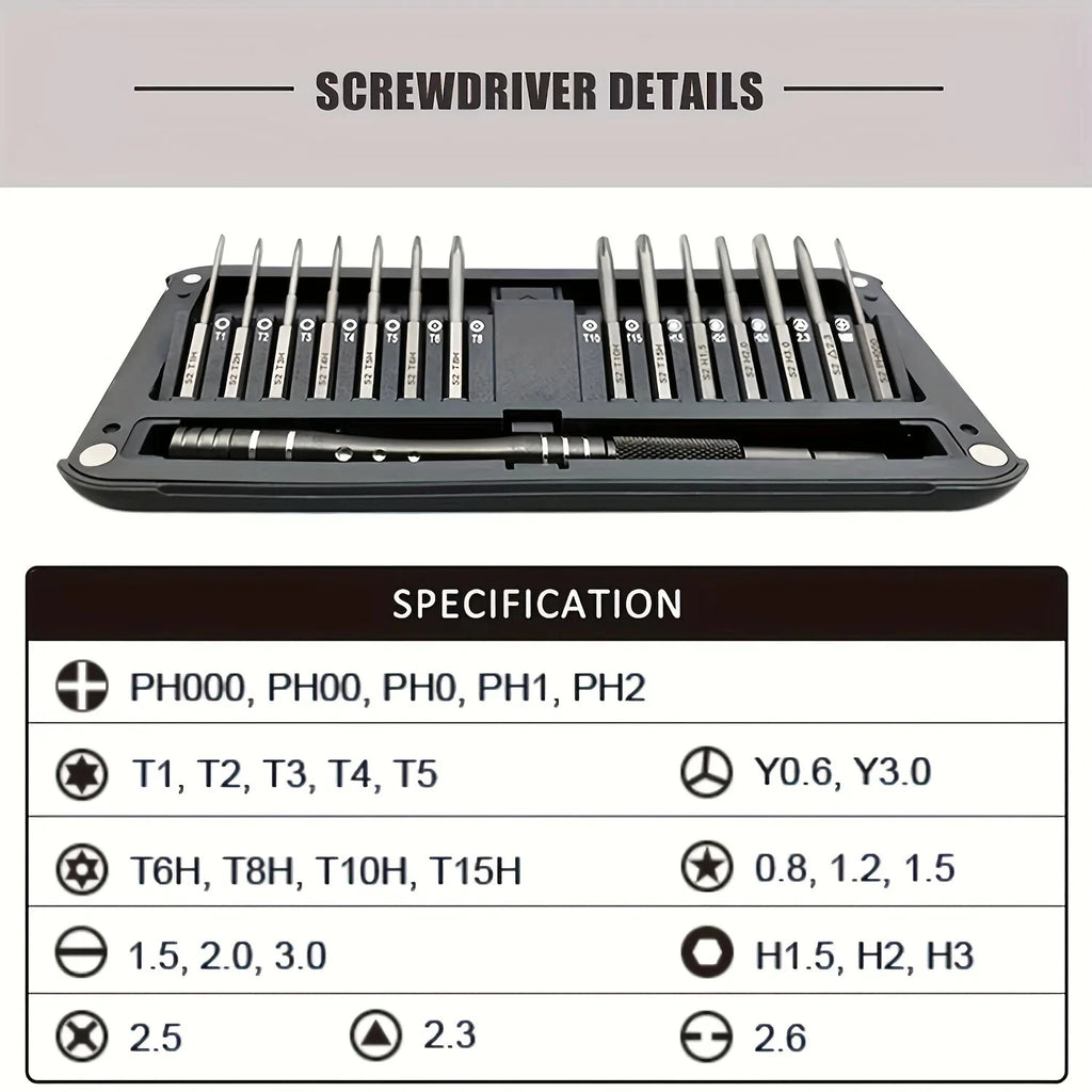 Precision Screwdriver Set 30in 1 Magnetic Repair Kit with 28 PCS 40mm Extra Long
