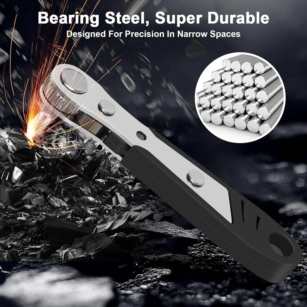 10-In-1 Angled Ratchet Screwdriver Set，90 Degree Right Angle, Black