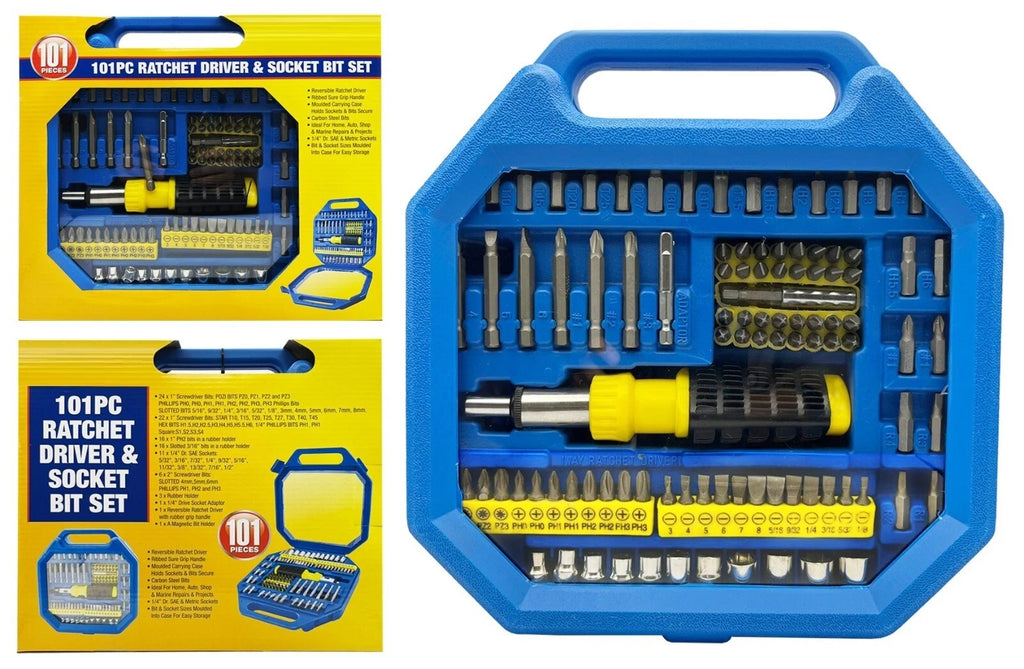101 Pcs Pro Screwdriver Socket Set Metric Bit Driver Set Ratchet Torx Hex Wrench