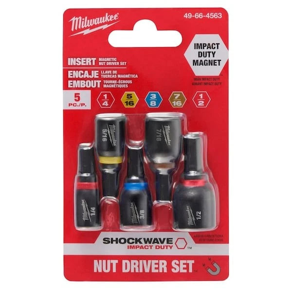 Milwaukee Tool 49-66-4563 Shockwave Insert Magnetic Nut Driver Set,Pk5