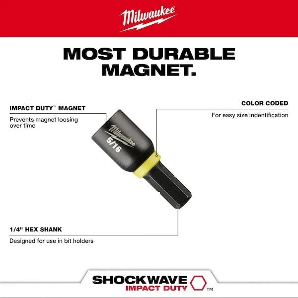 Milwaukee Tool 49-66-4563 Shockwave Insert Magnetic Nut Driver Set,Pk5