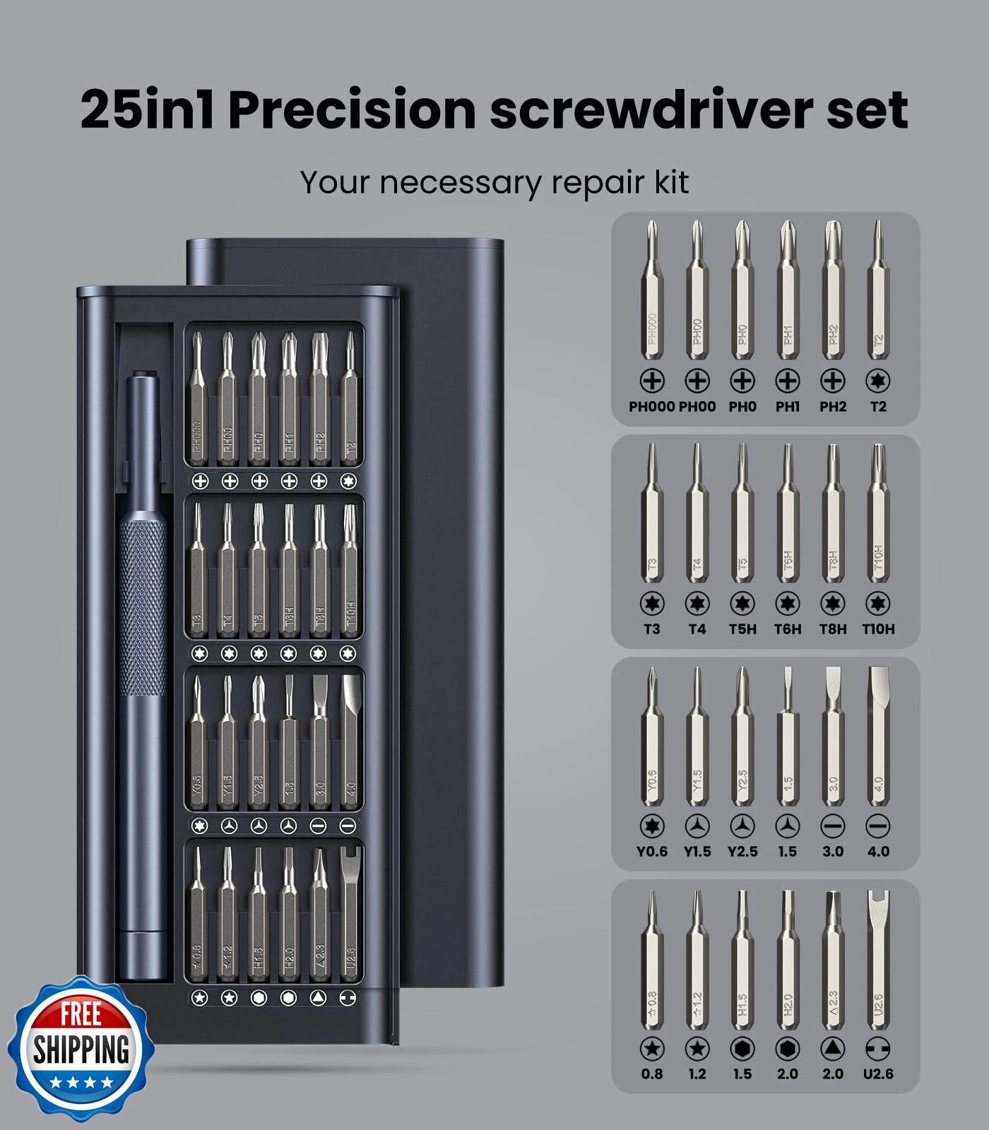 AXTH 25-in-1 Small Precision Screwdriver Set, Professional Magnetic Mini Repa