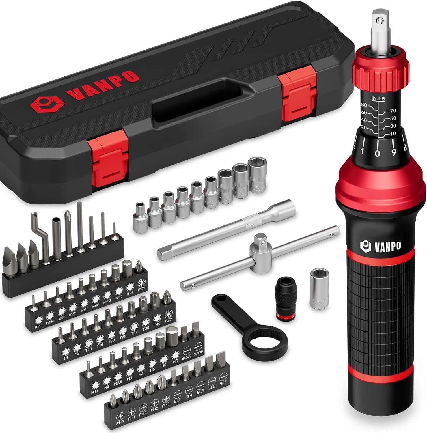 64-Piece Precision Torque Screwdriver Set 10-80 in-lb for Electronics & DIY