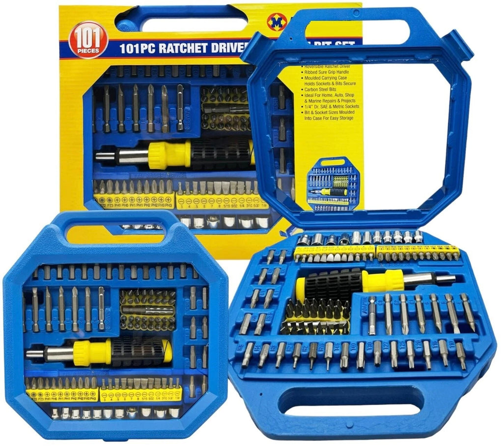 101 Pcs Pro Screwdriver Socket Set Metric Bit Driver Set Ratchet Torx Hex Wrench