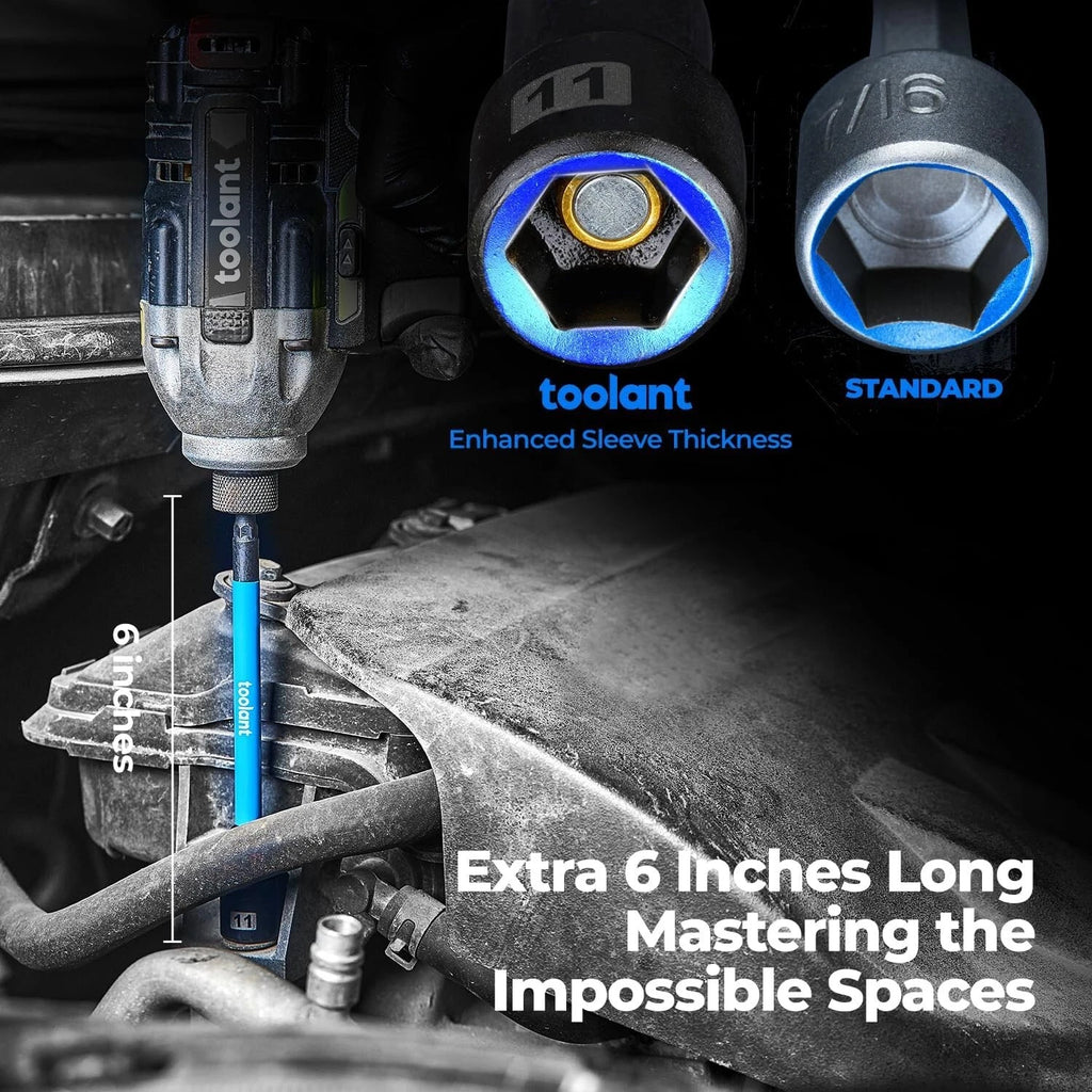 Toolant 21Pcs Extra Long Nut Driver Bit Set, Sae/Metric Magnetic Nut Driver Set