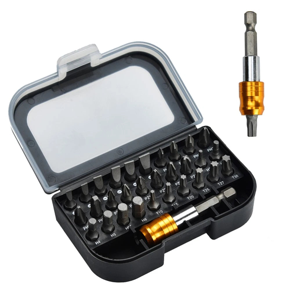 31pcs Screwdriver Bit Sets Vanadium Steel Assortment Set Square Screw Bits